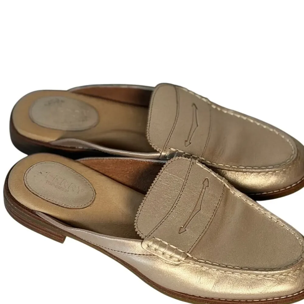 Sperry Top-Sider Metallic Gold Leather Mule Loafers – Women's US 8 – STS82554